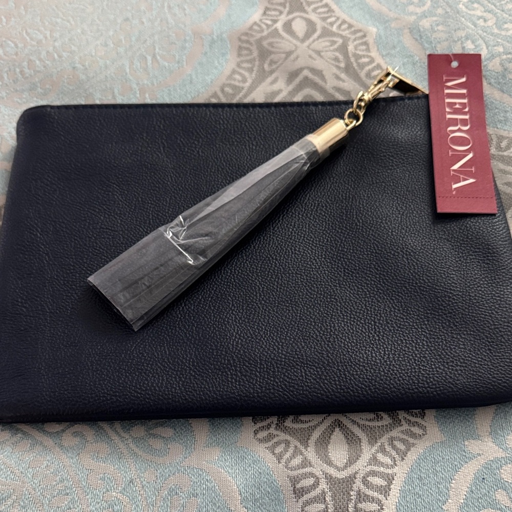 Merona Navy Clutch with Gold Tassel